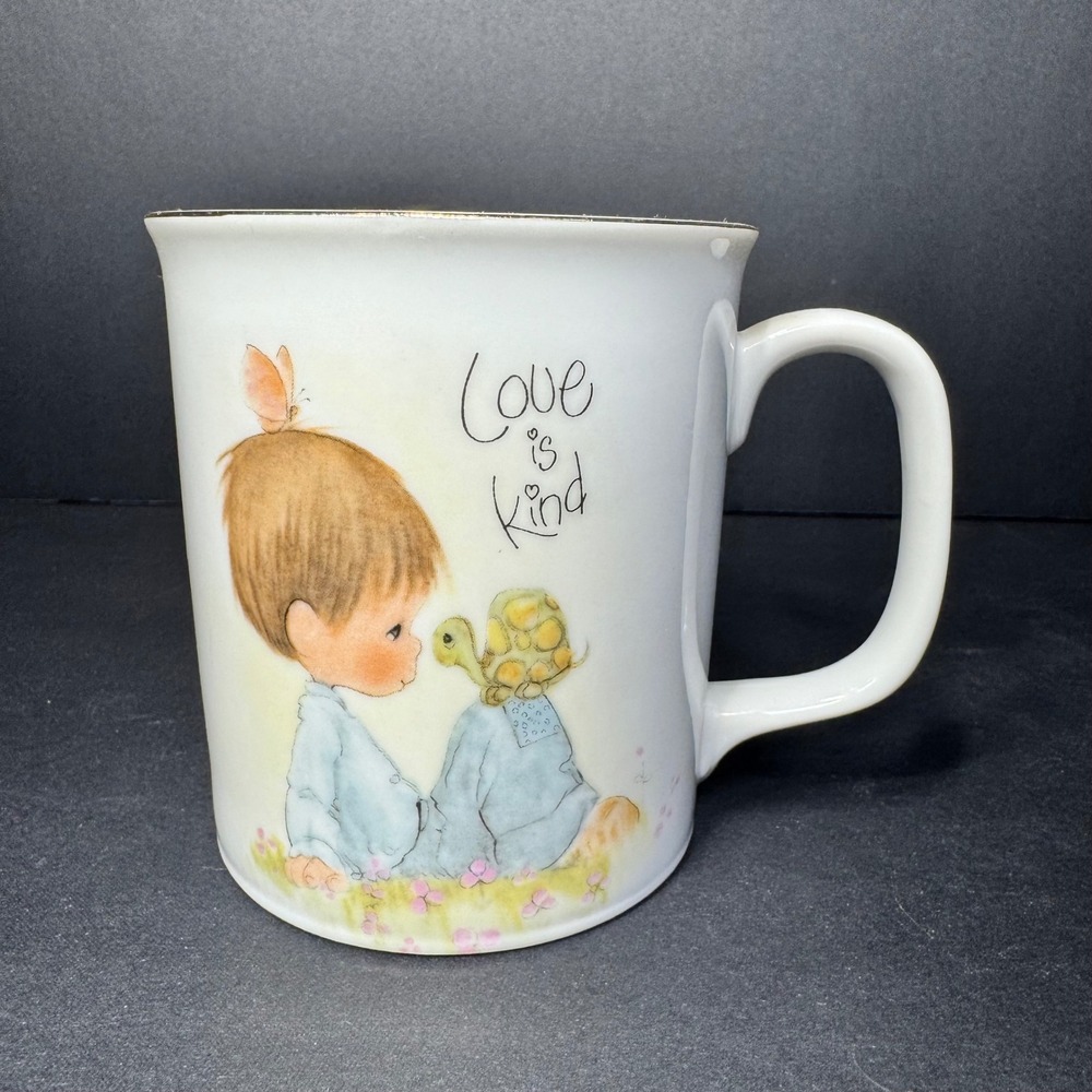 Precious Moments "Love is Kind" Vintage 1984 Enesco Coffee‎ Mug Boy Turtle Japan